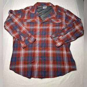 Columbia Omni-Shade Sun‎ Protection Red & Blue Plaid Long Sleeve Shirt 1X